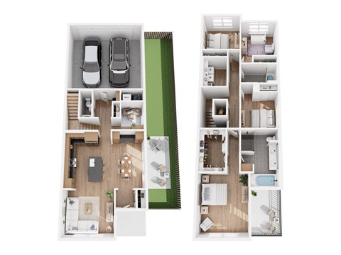 Floor plan for 4 beds, 2.5 baths, 2003 sqft